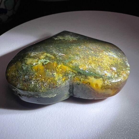 Moss‎ Agate Crystal Heart (#12) - Picture 4 of 12